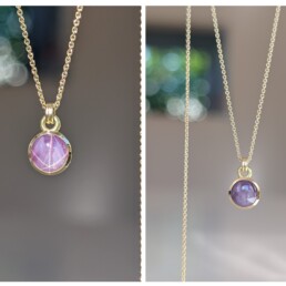750er Gelbgoldankerkette mit Sternrubincabochon
